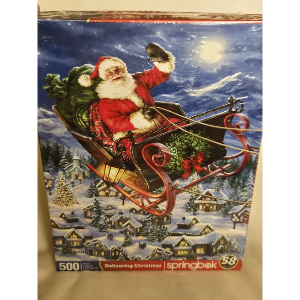 NEW Springbok 500 Piece Christmas Eve Holiday Jigsaw Puzzle Santa Sleigh USA